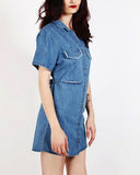 Blue Denim Back Tie Dress - Babybyrds