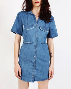 Blue Denim Back Tie Dress - Babybyrds