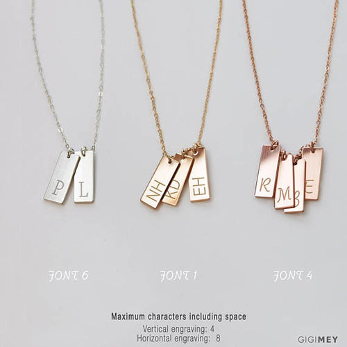 Multi tag necklace Sterling Silver, Gold, Rose - Babybyrds