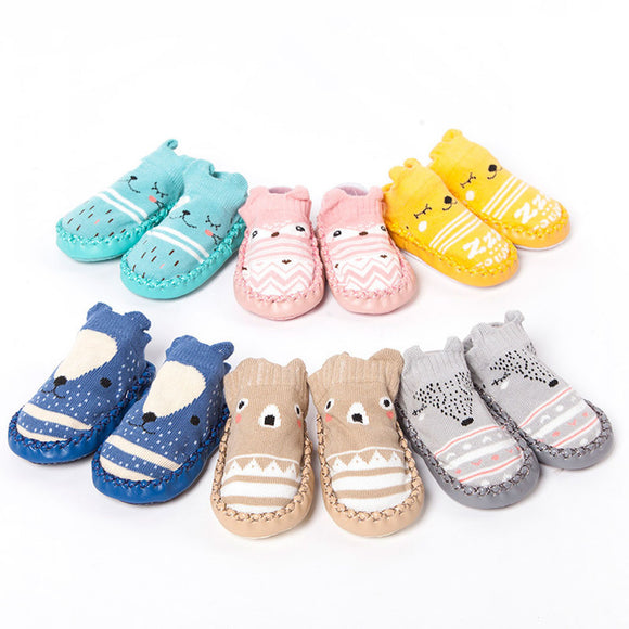 Baby socks Cotton Cartoon Newborn Baby Girls Boys Anti-Slip Socks Slipper Bell Shoes Boots Shoes and socks - Babybyrds