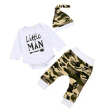 3Pcs set 2017 Autumn Newborn Kids Baby Boys Clothes Long Sleeve Romper Tops+Camouflage Pants+Hat Outfits Set - Babybyrds