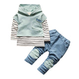 2017 sweet Children Clothing Boys 3 Pcs Sets Fashion Boys Girl Denim Patchwork Kids Unisex Cotton Casual Clothes Suit 1-4 Year - Babybyrds