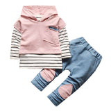 2017 sweet Children Clothing Boys 3 Pcs Sets Fashion Boys Girl Denim Patchwork Kids Unisex Cotton Casual Clothes Suit 1-4 Year - Babybyrds