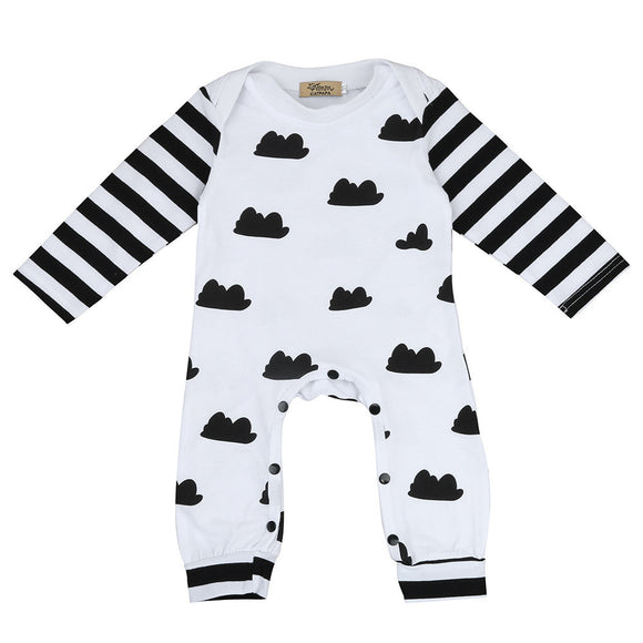 2017 Spring Autumn Newborn Infant Baby Girl Boy Long Sleeve Clothes Striped Patchwork Romper Jumpsuit Outfits - Babybyrds