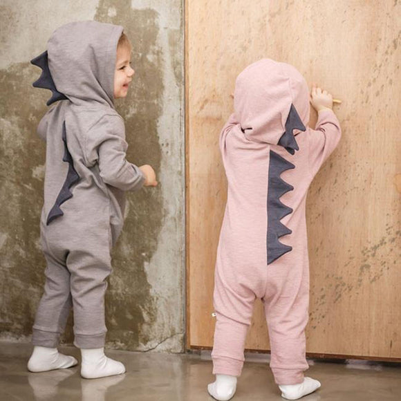 Newborn Infant Baby Boys Girls Long sleeve Dinosaur Hooded Romper Jumpsuit Outfits Clothes drop ship - Babybyrds