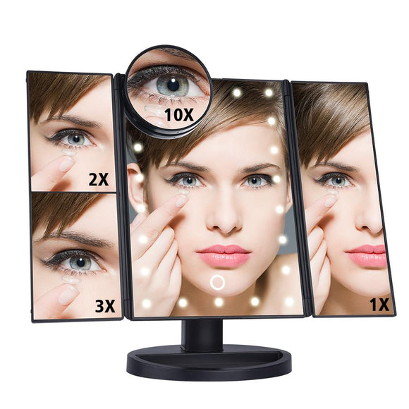Touchscreen 3-Panel LED Makeup Mirror - Babybyrds