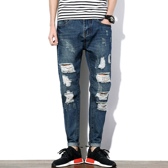 High Quality 2018 Spring and Summer New Style Men's Casual Personality Break Solid Color  Jeans 28-36 Hot Sale - Babybyrds