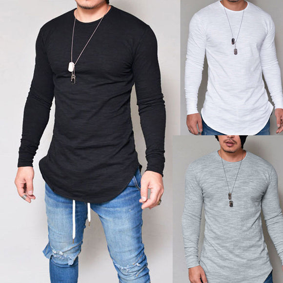 Men Slim Fit O Neck Long Sleeve Muscle Tee T-shirt Casual Tops Blouse - Babybyrds