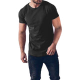 4 Colors Mens Summer Fashion Slim T Shirt Casual Cotton Short Sleeve Crew Neck Longline T-shirt Mens Summer TShirt Tops - Babybyrds