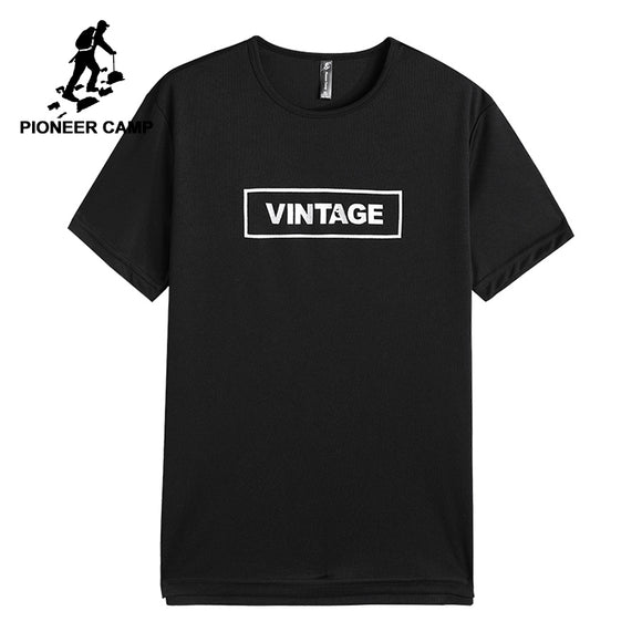 Pioneer Camp quick dry lettter print men t shirt brand-clothing casual summer T shirt male quality Tshirt black ADT801256 - Babybyrds