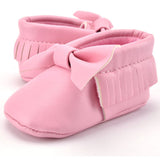 Newborn Baby Casual PU Leather Tassels Bowknot Indoor 0-12 Months Toddler Shoes Infant Sole Shoes Soft Bottom Non-slip Shoes - Babybyrds